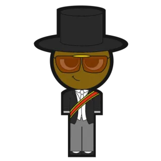 🤠 dessin animé, personnage, haut-de-forme, lunettes, ceinture, tenue de soirée telegram sticker