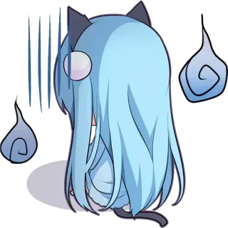 😻 anime, sad, kawaii, cute, ghost, cat whatsapp sticker