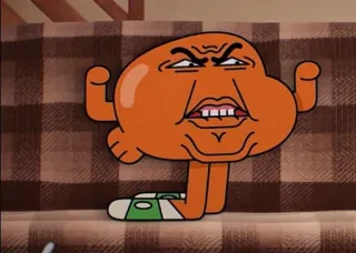 😤 Darwin Watterson The Amazing World of Gumball kartun, animasi, lucu, oranye, ikan, marah whatsapp sticker