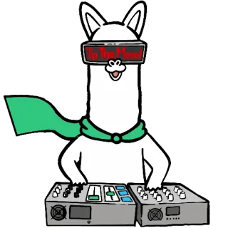 🎶 To the Moon! лама, диджей, музыка, луна, вечеринка whatsapp sticker