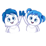 โ cute, cartoon, characters, high five, blue, white telegram sticker