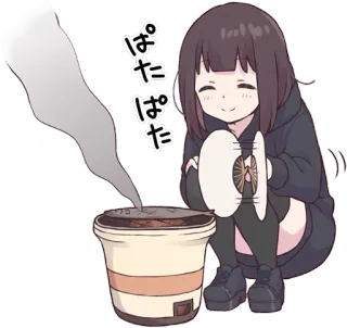 ☺️ ぱた ぱた Аниме, Девушка, Милый, Рамен, Еда, Каваий, Японский whatsapp sticker