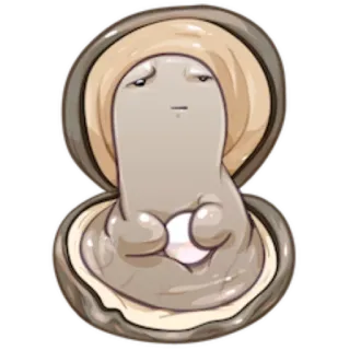 😕 huître, perle, triste, dessin animé, créature marine, coquillage telegram sticker