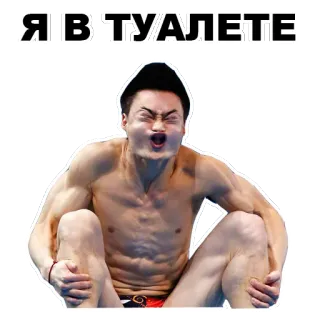 🚽 Я В ТУАЛЕТЕ śmieszne, toaleta, nurkowanie, sportowiec, mem telegram sticker