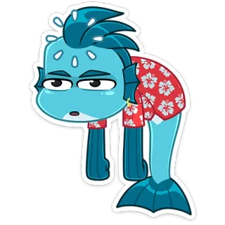 😔 漫画, 魚, キャラクター, ステッカー, アニメ telegram sticker