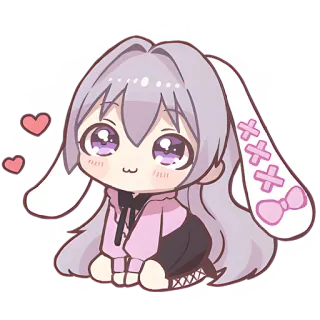 🥹 Anime, Chibi, Schattig, Cartoon, Konijn, Oren telegram sticker