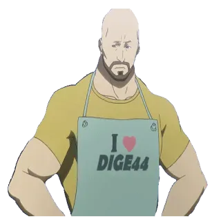 💪 I LOVE DIGE44 взрослый, мужчина, фартук, я люблю dige44, стикер telegram sticker