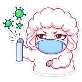 🦠 овца, маска, санитайзер, вирус, ковид, защита, мультфильм, животное telegram sticker