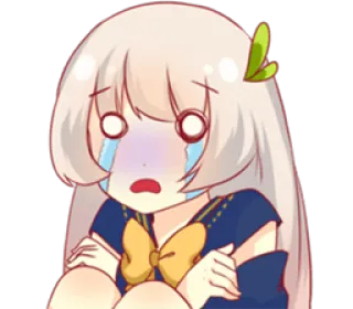 😭 anime, kartun, menangis, sedih, gadis, ilustrasi telegram sticker