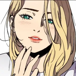 🌟 donna, cartone animato, biondo, bionda, faccia, illustrazione, anime telegram sticker