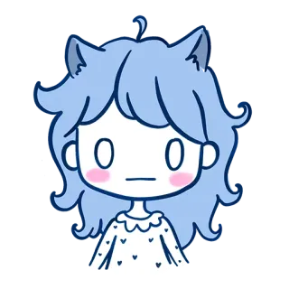 😳 Anime, Fofo, Kawaii, Garota, Orelhas de gato, Cabelo azul telegram sticker