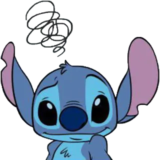 😕 Stitch สติทช์, ดิสนีย์, การ์ตูน, สีน้ำเงิน, สับสน, น่ารัก telegram sticker