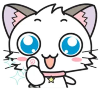 👍 cat, kawaii, cute, anime, manga, sparkle, thumbs up whatsapp sticker