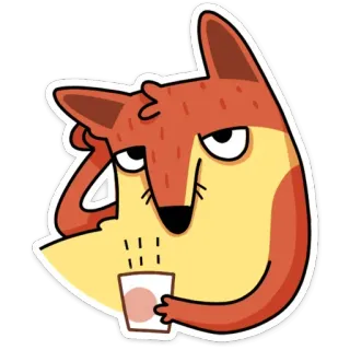 ☕️ volpe, animale, cartone animato, bevanda, caffè, illustrazione, adesivo whatsapp sticker