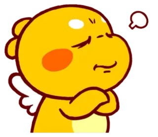 🌝 Мультфильм, Дракон, Милый, Желтый, Крылья, Думает whatsapp sticker