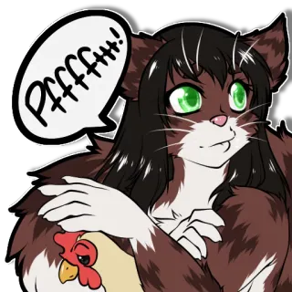😤 Pfffff! cat, chicken, animal, funny, cartoon, offensive telegram sticker