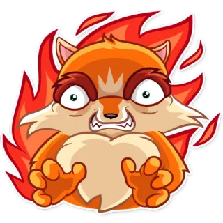 🔥 cartoon, animal, fox, fire, angry, character telegram sticker