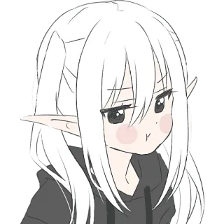 Эльфийка в худи @Nyasticks telegram stickers