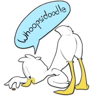 😏 Whoopsidoodle canard, drôle, dessin animé, oups, erreur, fesses, se pencher whatsapp sticker