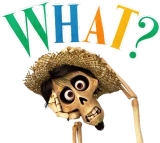 🤔 WHAT? pregunta, confundido, esqueleto, Coco telegram sticker