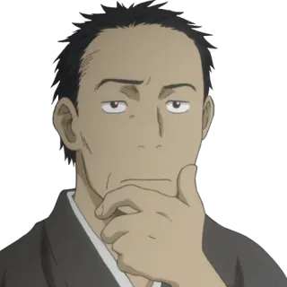 🤔 pensando, reflexionando, duda, introspección, anime, personaje, hombre telegram sticker