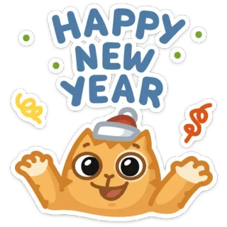 🎅 HAPPY NEW YEAR tahun baru, liburan, kucing, perayaan, meriah, salam telegram sticker