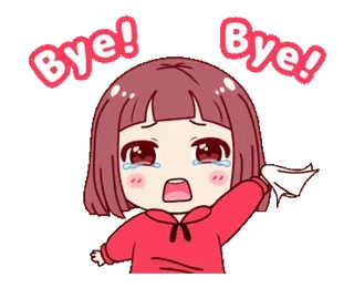 👋 Bye! Bye! dag, huilen, verdrietig, anime, meisje, vaarwel telegram sticker