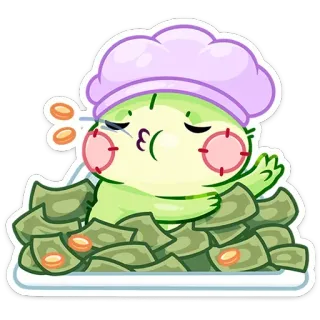 🤑 pieniądze, bogaty, szef kuchni, kreskówka, bogactwo, słodki telegram sticker