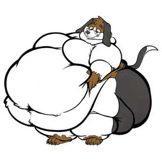 🍮 dog, cartoon, animal, obese, pet, character whatsapp sticker