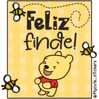 🍯 Winnie the Pooh Feliz finde! счастливый, выходные, праздник, мультфильм, пчелы, винни пух telegram sticker