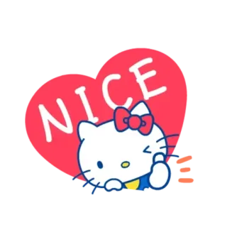 👍 Hello Kitty NICE hello kitty, милый, мультфильм, каваий, сердце, хороший, большой палец вверх telegram sticker
