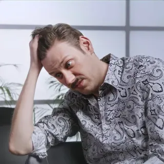 😣 đàn ông, bối rối, thất vọng, khó chịu, biểu cảm, lo lắng telegram sticker