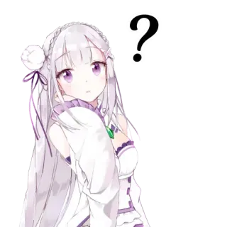 ❔ Emilia Re:Zero ? Anime, Sticker, Emilia, Signo de interrogación, Confundido/a, Re:Zero telegram sticker