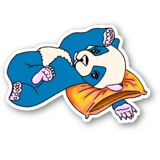 😴 Gấu trúc, Hoạt hình, Động vật, Dễ thương, Xanh dương, Gối telegram sticker