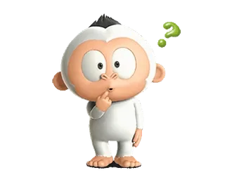 ❓ monkey, thinking, question mark, cartoon, curious whatsapp sticker