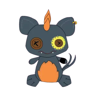 🐭 ぬいぐるみ, ねずみ, モンスター, かわいい, ボタンアイ, アニメ telegram sticker