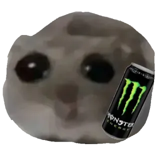 🥫 sad hamster MONSTER ENERGY sad hamster, meme, monster energy, crying, funny, energy drink, sad, hamster telegram sticker
