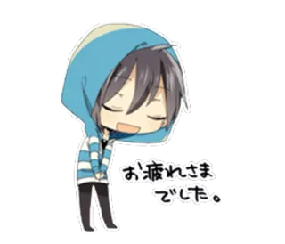 ❤ お疲れさまでした。 Anime, Chibi, Dessin animé, Japonais, Sweat à capuche, Fatigué, Endormi whatsapp sticker