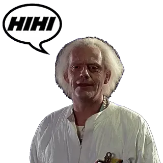😆 Doc Brown Back to the Future HIHI movie, scientist, time travel, 80s telegram sticker