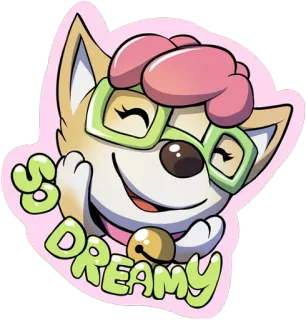🙃 SO DREAMY dog, dreamy, cute, cartoon, glasses, pink telegram sticker