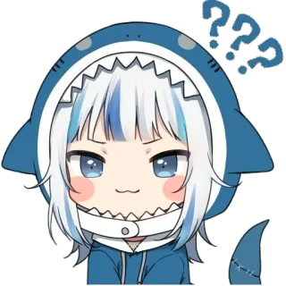 ❔ Gawr Gura Anime, Tiburón, Vtuber, Gura, Lindo, Pregunta whatsapp sticker