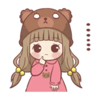 🤔 Аниме девушка, Каваи, Шапка медведь, Милый, Чиби, Мультфильм telegram sticker