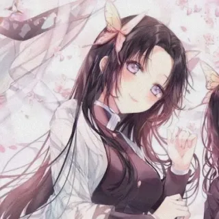 🌸 Kanao Tsuyuri Demon Slayer Anime, Kanao Tsuyuri, Demon Slayer, Manga, Kupu-kupu, Gadis, Seni whatsapp sticker