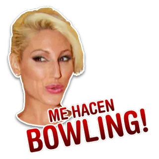 👸 ME HACEN BOWLING! женщина, блондинка, испанский, фраза, боулинг telegram sticker