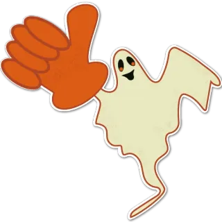 👍 fantasma, halloween, mano, dibujos animados, amigable telegram sticker