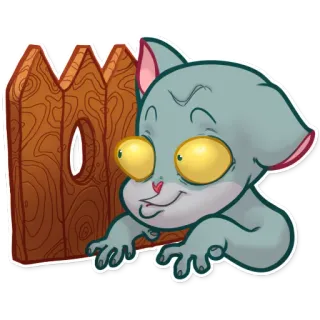 🕳 แมว, รั้ว, การ์ตูน, สัตว์, ตา, น่ารัก telegram sticker