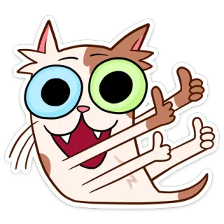 👍 Katze, Cartoon, Daumen hoch, Zustimmung, niedlich, Tier telegram sticker