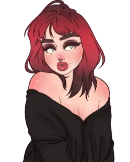 😒 donna, ragazza, ritratto, capelli rossi, illustrazione, cartone animato, arte telegram sticker