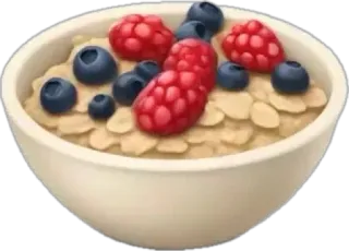 🤩 Haferflocken, Frühstück, Beeren, Blaubeeren, Himbeeren, Essen, Schüssel, gesund telegram sticker