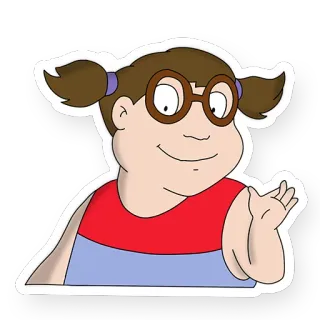 🙂 ragazza, cartone animato, personaggio, occhiali, codini, salutare telegram sticker
